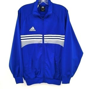 Adidas Men's S Blue Striped Athletic Zip-Up Jacket